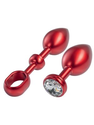 MALESATION Alu-Plug with handle & crystal large, red - image 2