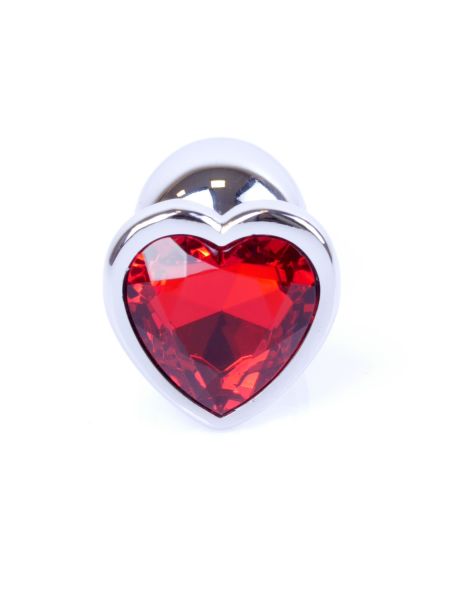 Metalowy plug analny korek kryształ serce 7cm