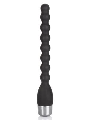Czarny wibrujący plug analny różdżka koraliki - image 2