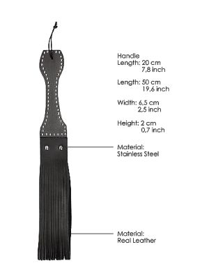 Wooden Handle Belt Whip Flogger Leather - Black - image 2