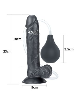 Duży czarny penis z przyssawką i wytryskiem dildo - image 2