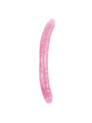 Różowe podwójne żylaste dildo sex lesbijski 46 cm - image 2