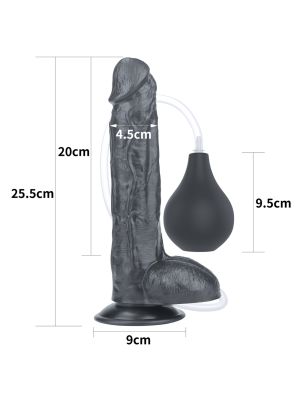 Żylasty czarny penis z przyssawka wytryskiem 20 cm - image 2