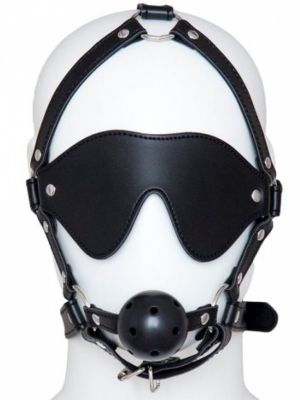 Maska na oczy z kneblem kulkowym uprzęż BDSM - image 2