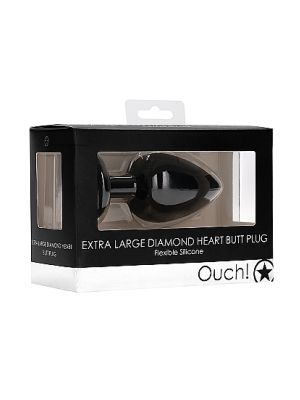 Diamond Heart Butt Plug - Extra Large - Black - image 2