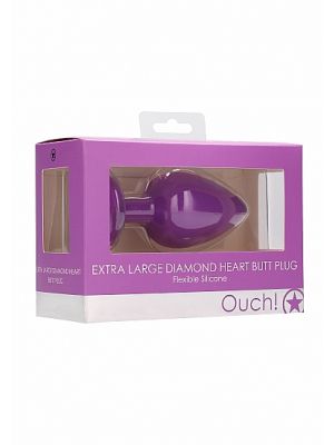 Diamond Heart Butt Plug - Extra Large - Purple - image 2