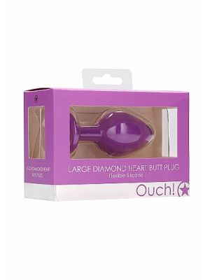 Diamond Heart Butt Plug - Large - Purple - image 2