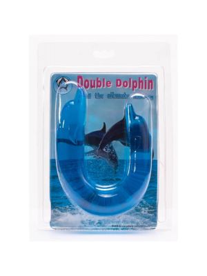 Niebieskie podwójne dildo do sexu kształt delfina - image 2