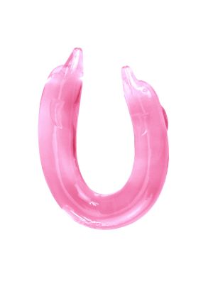 Podwójne różowe dildo z końcówką delfina 30,5 cm - image 2